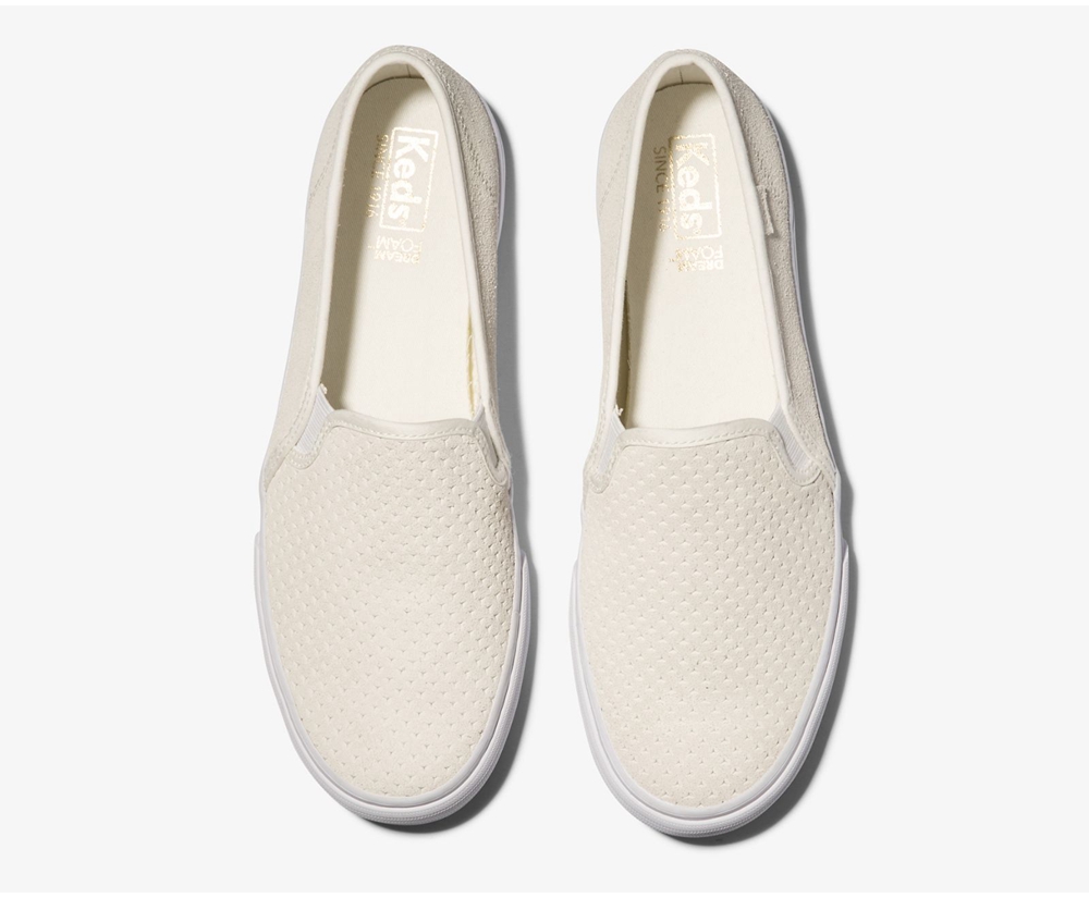 Slip Ons Keds Mujer Blancos - Double Decker Suede - 9645-REXVH